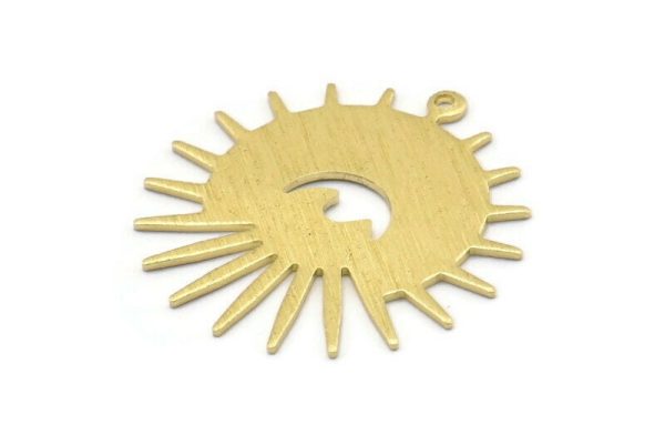 Brass Sun Charm, 8 Textured Raw Brass Sun And Eye Charms With 1 Loop, Findings (29x28x0.80mm) M02005 Online now