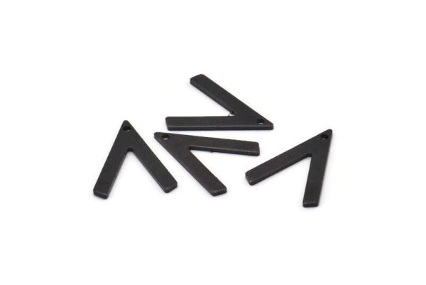 Black V Shape, 12 Oxidized Black Brass V Shaped Charms With 1 Hole (19x15x1mm) M01166 H1276 For Discount - Image 2