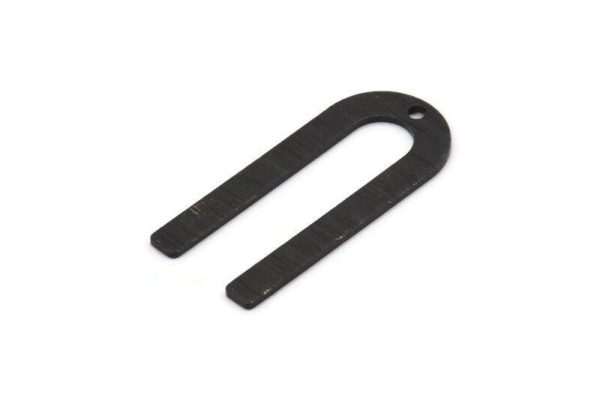 U Shaped Charm, 8 Textured Oxidized Black Brass U Shaped Charms With 1 Hole, Blanks (30x13x0.80mm) M168 For Discount