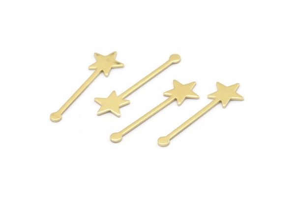 Brass Star Blank, 50 Raw Brass Star Blanks, Stamping Blanks (30x9x0.80mm) M02053 Online Sale - Image 3