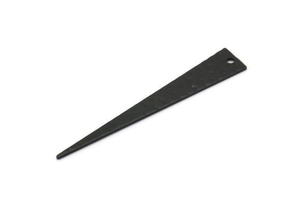 Black Triangle Charm, 10 Hammered Oxidized Brass Triangle Charms With 1 Hole, Blanks (50x8x0.80mm) M275 Online Sale - Image 2