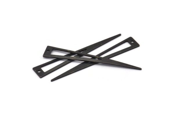 Black Triangle Charm, 10 Oxidized Black Brass Triangle Charms With 1 Hole, Findings (50x8x0.80mm) M153 H1266 For Cheap - Image 3