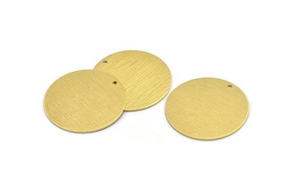 Brass Round Charm, 4 Textured Raw Brass Round Tags With 1 Hole (30x0.80mm) A1869 Cheap - Image 3