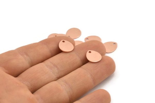 Copper Drop Charm, 12 Raw Copper Drop Charms With 1 Hole, Stamping Blanks (12x0.70mm) M01426 on Sale - Image 4